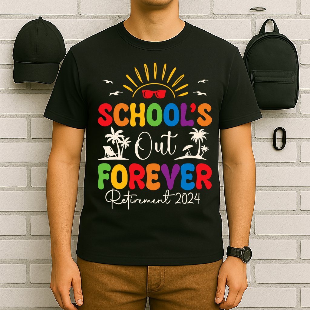 Summer Vacation Retro SchoolS Out Forever Retirement 2024 T-Shirt