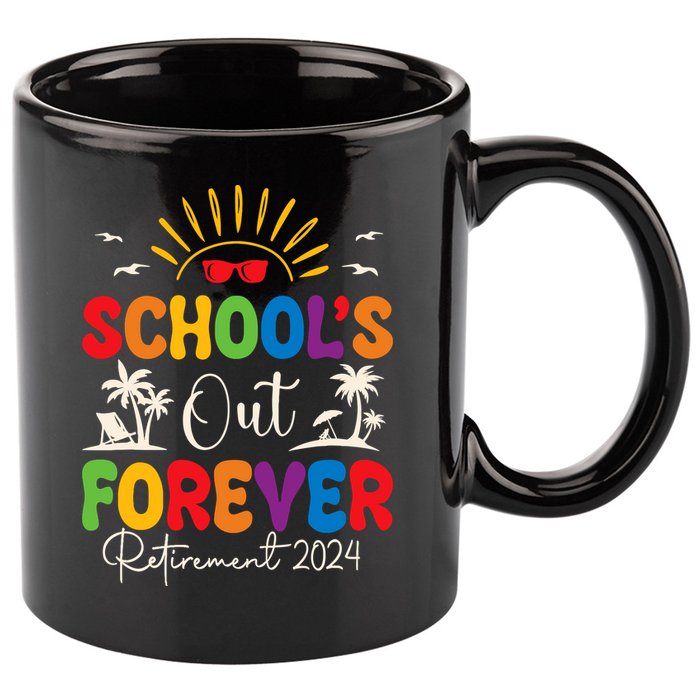 Summer Vacation Retro SchoolS Out Forever Retirement 2024 11oz C Handle Ceramic Mug