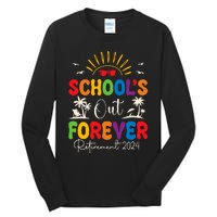 Summer Vacation Retro SchoolS Out Forever Retirement 2024 Tall Long Sleeve T-Shirt