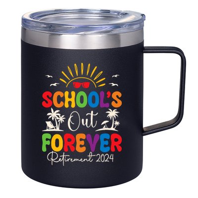 Summer Vacation Retro SchoolS Out Forever Retirement 2024 12oz Stainless Steel Coffee Mug