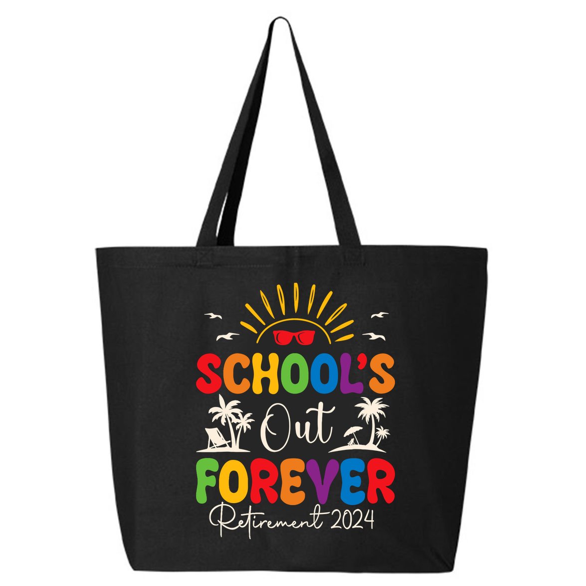 Summer Vacation Retro SchoolS Out Forever Retirement 2024 25L Jumbo Tote