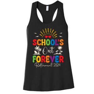 Summer Vacation Retro SchoolS Out Forever Retirement 2024 Women's Racerback Tank