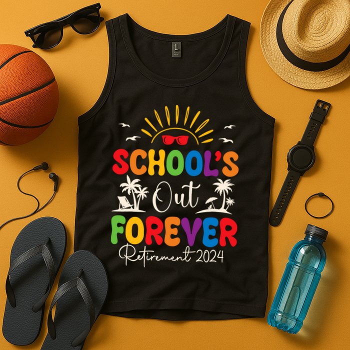 Summer Vacation Retro SchoolS Out Forever Retirement 2024 Tank Top