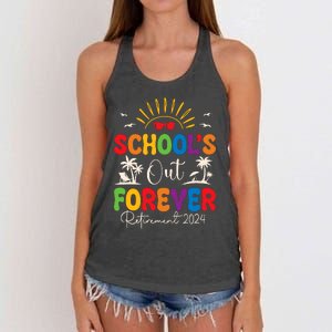 Summer Vacation Retro SchoolS Out Forever Retirement 2024 Women's Knotted Racerback Tank