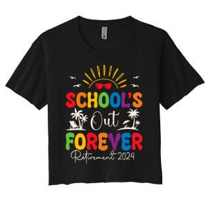 Summer Vacation Retro SchoolS Out Forever Retirement 2024 Women's Crop Top Tee