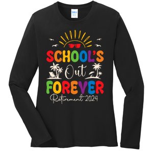 Summer Vacation Retro SchoolS Out Forever Retirement 2024 Ladies Long Sleeve Shirt