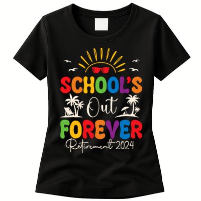 Summer Vacation Retro SchoolS Out Forever Retirement 2024 Womens T-Shirt
