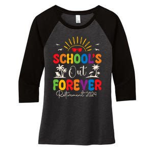 Summer Vacation Retro SchoolS Out Forever Retirement 2024 Women's Tri-Blend 3/4-Sleeve Raglan Shirt