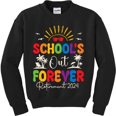 Summer Vacation Retro SchoolS Out Forever Retirement 2024 Kids Sweatshirt