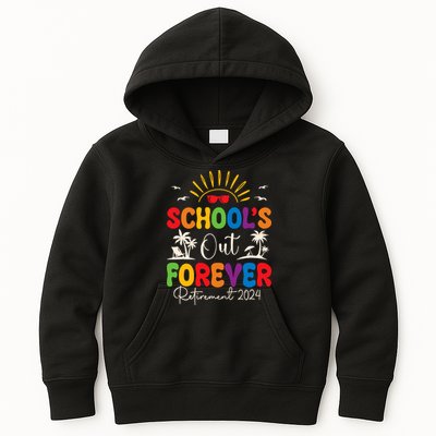 Summer Vacation Retro SchoolS Out Forever Retirement 2024 Kids Hoodie