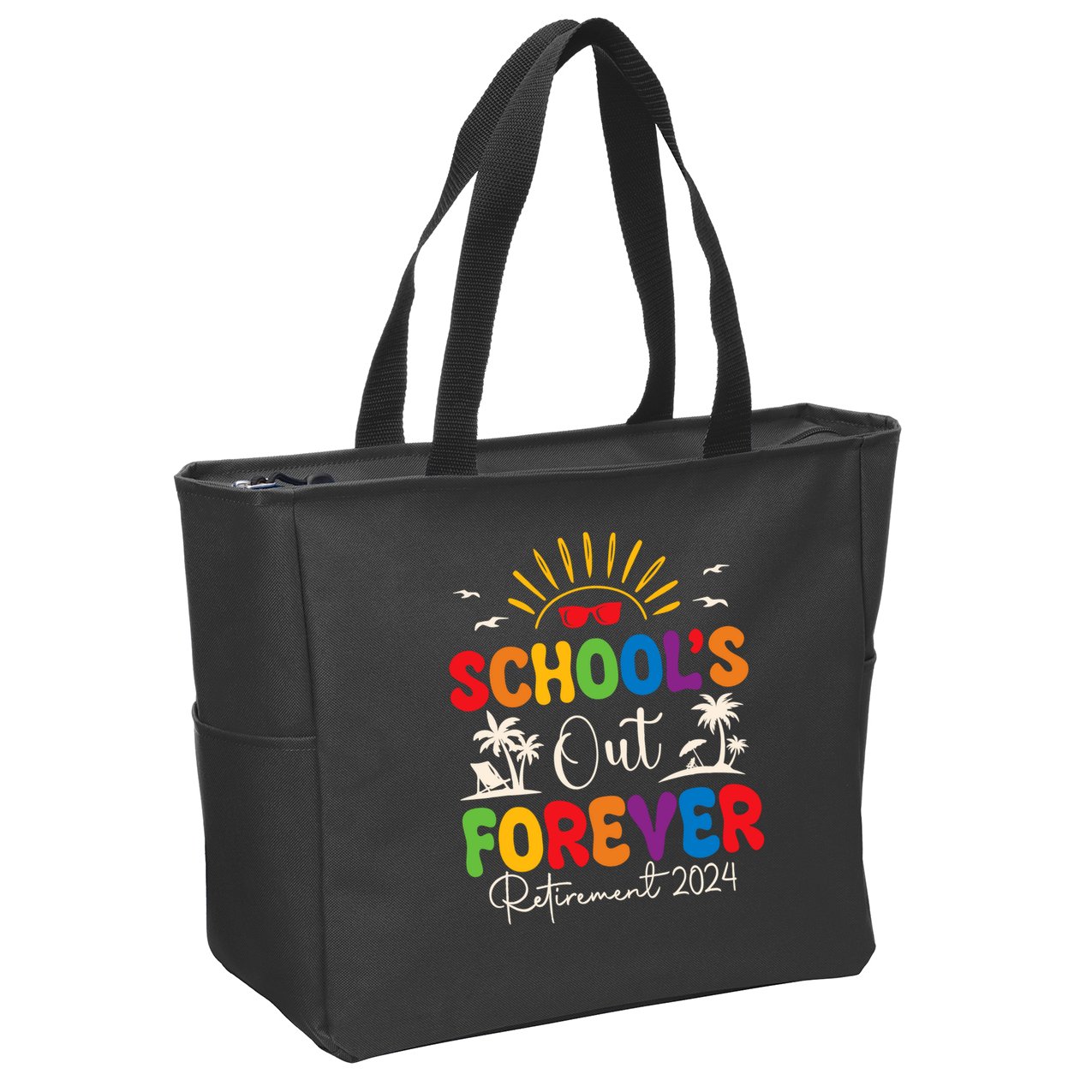 Summer Vacation Retro SchoolS Out Forever Retirement 2024 Zip Tote Bag