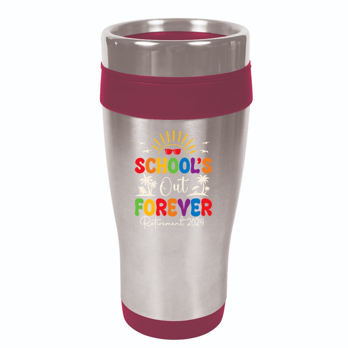 Summer Vacation Retro SchoolS Out Forever Retirement 2024 16oz Travel Tumbler