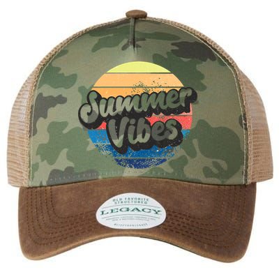 Summer Vibes Retro Distressed Fun Vacay Beach Lake Quote Gift Legacy Tie Dye Trucker Hat