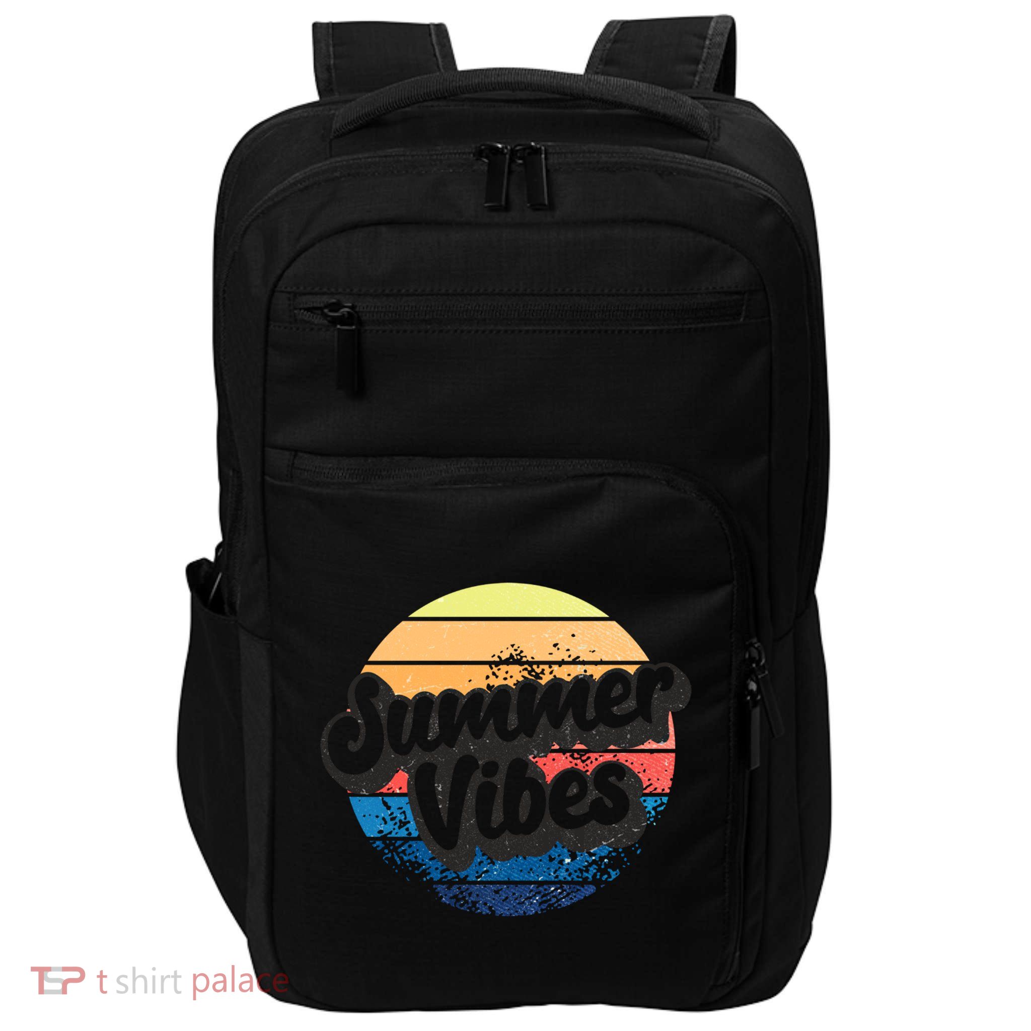 Summer Vibes Retro Distressed Fun Vacay Beach Lake Quote Gift Impact Tech Backpack