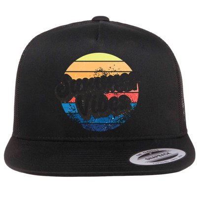 Summer Vibes Retro Distressed Fun Vacay Beach Lake Quote Gift Flatbill Hat