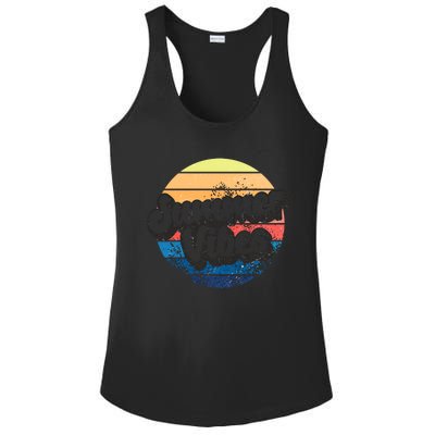 Summer Vibes Retro Distressed Fun Vacay Beach Lake Quote Gift Ladies PosiCharge Competitor Racerback Tank