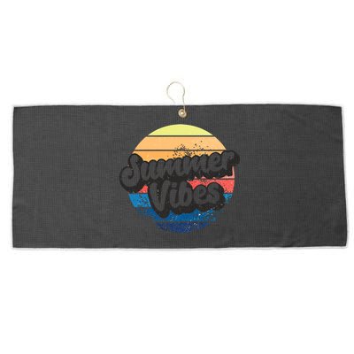 Summer Vibes Retro Distressed Fun Vacay Beach Lake Quote Gift Large Microfiber Waffle Golf Towel