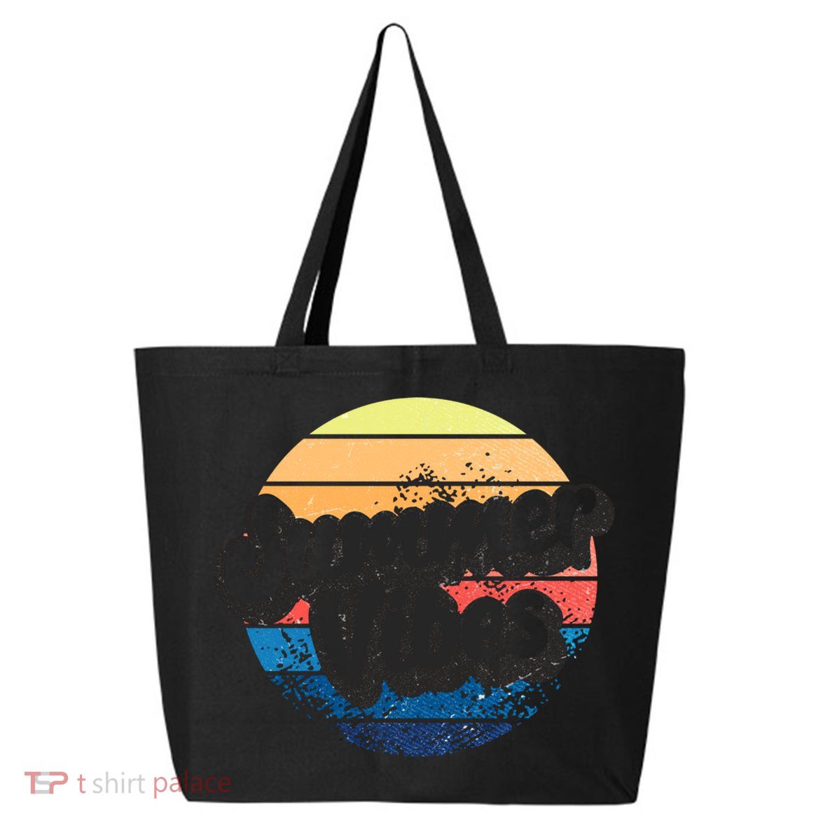 Summer Vibes Retro Distressed Fun Vacay Beach Lake Quote Gift 25L Jumbo Tote