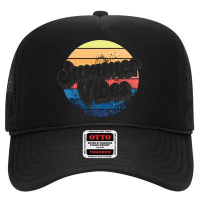 Summer Vibes Retro Distressed Fun Vacay Beach Lake Quote Gift Trucker Hat