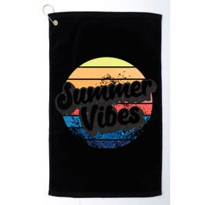 Summer Vibes Retro Distressed Fun Vacay Beach Lake Quote Gift Platinum Collection Golf Towel