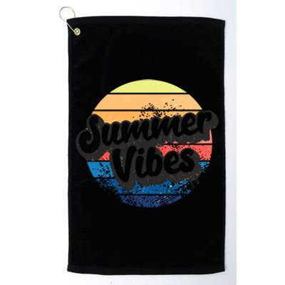 Summer Vibes Retro Distressed Fun Vacay Beach Lake Quote Gift Platinum Collection Golf Towel