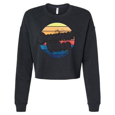 Summer Vibes Retro Distressed Fun Vacay Beach Lake Quote Gift Cropped Pullover Crew