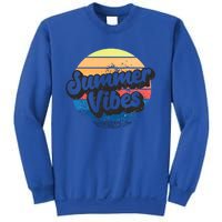 Summer Vibes Retro Distressed Fun Vacay Beach Lake Quote Gift Sweatshirt