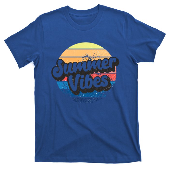 Summer Vibes Retro Distressed Fun Vacay Beach Lake Quote Gift T-Shirt