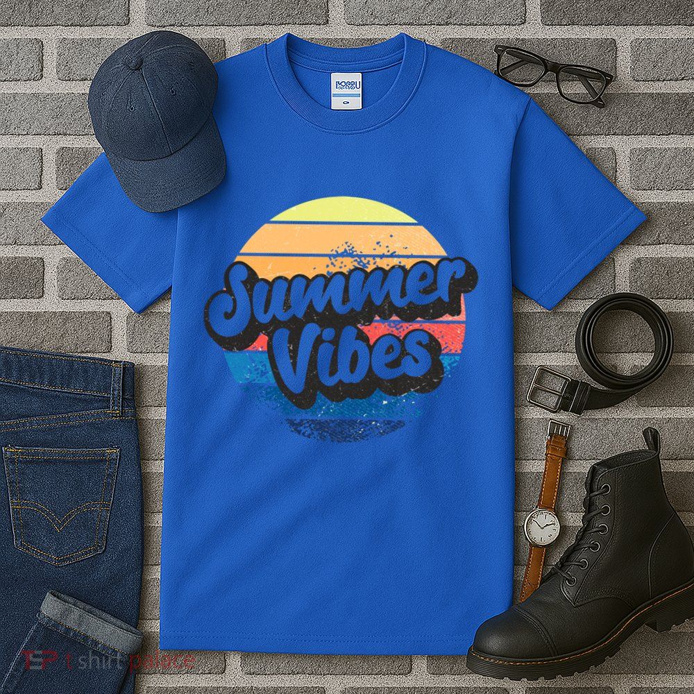Summer Vibes Retro Distressed Fun Vacay Beach Lake Quote Gift Tall T-Shirt