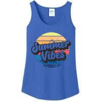 Summer Vibes Retro Distressed Fun Vacay Beach Lake Quote Gift Ladies Essential Tank