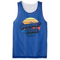 Summer Vibes Retro Distressed Fun Vacay Beach Lake Quote Gift Mesh Reversible Basketball Jersey Tank