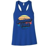 Summer Vibes Retro Distressed Fun Vacay Beach Lake Quote Gift Women's Racerback Tank