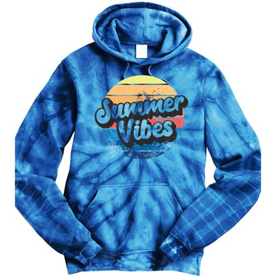 Summer Vibes Retro Distressed Fun Vacay Beach Lake Quote Gift Tie Dye Hoodie