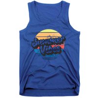 Summer Vibes Retro Distressed Fun Vacay Beach Lake Quote Gift Tank Top