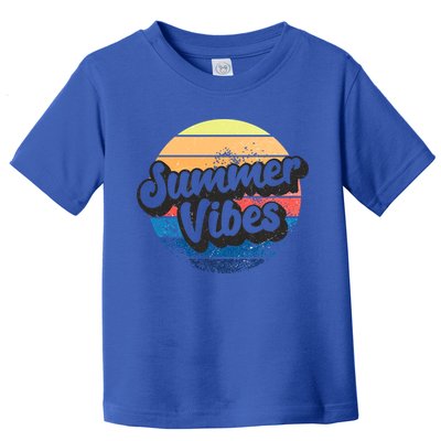 Summer Vibes Retro Distressed Fun Vacay Beach Lake Quote Gift Toddler T-Shirt