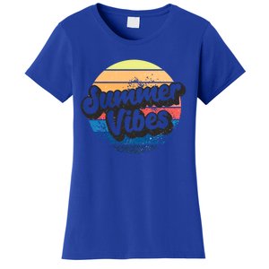 Summer Vibes Retro Distressed Fun Vacay Beach Lake Quote Gift Women's T-Shirt