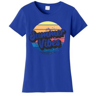 Summer Vibes Retro Distressed Fun Vacay Beach Lake Quote Gift Women's T-Shirt