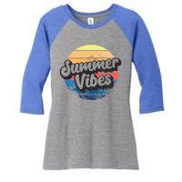 Summer Vibes Retro Distressed Fun Vacay Beach Lake Quote Gift Women's Tri-Blend 3/4-Sleeve Raglan Shirt