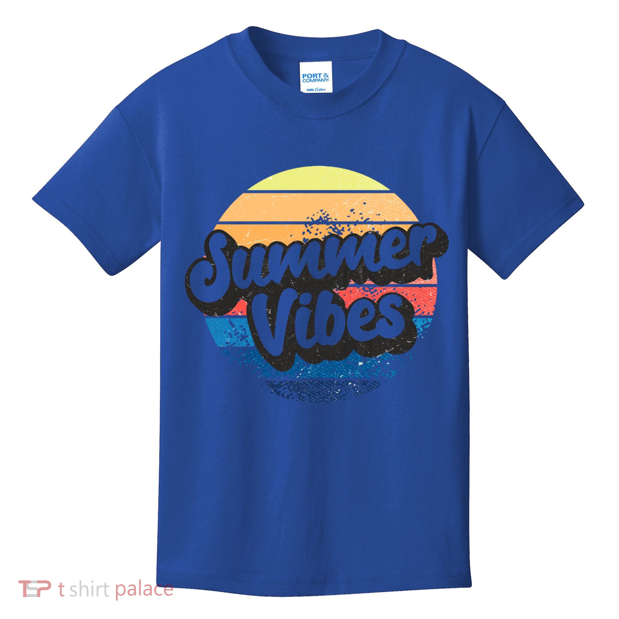 Summer Vibes Retro Distressed Fun Vacay Beach Lake Quote Gift Kids T-Shirt