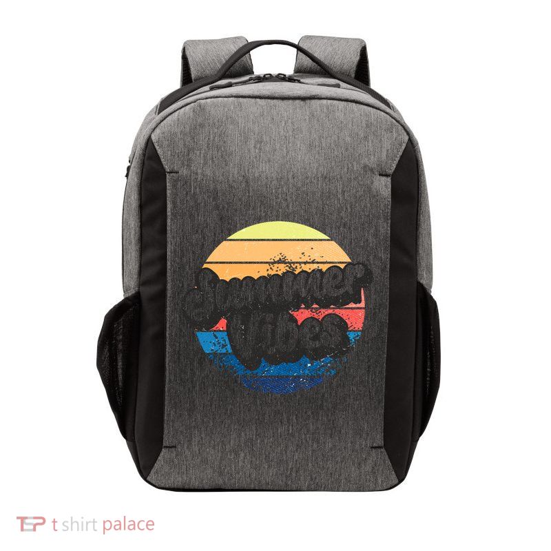 Summer Vibes Retro Distressed Fun Vacay Beach Lake Quote Gift Vector Backpack