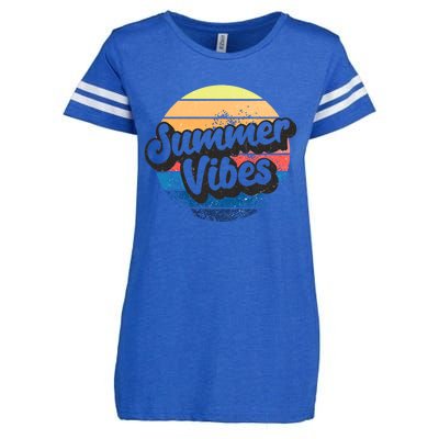 Summer Vibes Retro Distressed Fun Vacay Beach Lake Quote Gift Enza Ladies Jersey Football T-Shirt