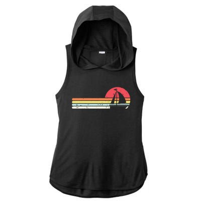 Sailing Vintage Retro Sailboat Boating Boat Sailor Gift Ladies PosiCharge Tri-Blend Wicking Draft Hoodie Tank