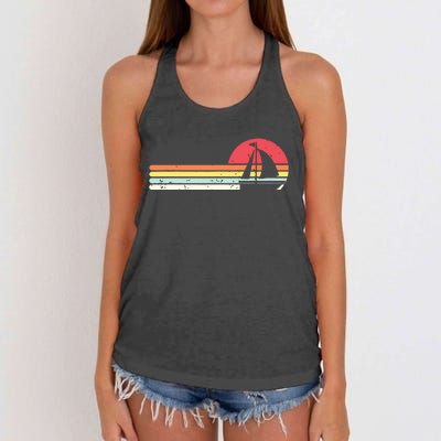 Sailing Vintage Retro Sailboat Boating Boat Sailor Gift Women's Knotted Racerback Tank