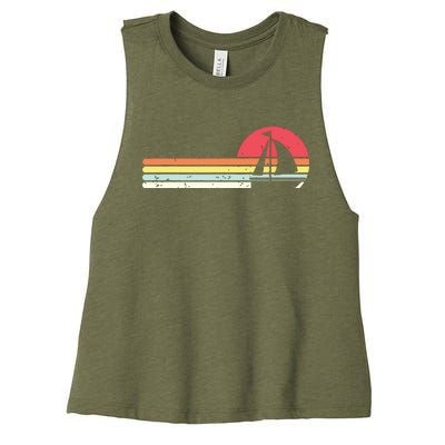 Sailing Vintage Retro Sailboat Boating Boat Sailor Gift Women's Racerback Cropped Tank