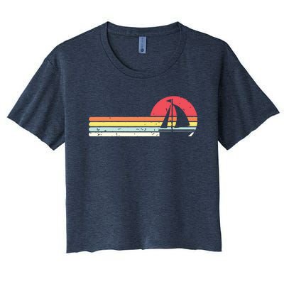 Sailing Vintage Retro Sailboat Boating Boat Sailor Gift Women's Crop Top Tee