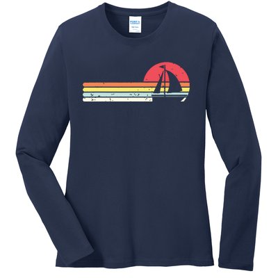 Sailing Vintage Retro Sailboat Boating Boat Sailor Gift Ladies Long Sleeve Shirt