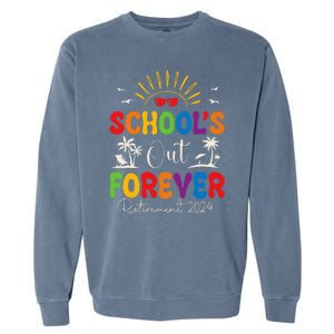 Summer Vacation Retro SchoolS Out Forever Retirement 2024 Garment-Dyed Sweatshirt