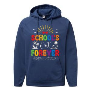 Summer Vacation Retro SchoolS Out Forever Retirement 2024 Performance Fleece Hoodie