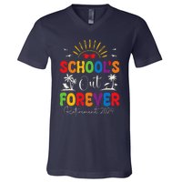 Summer Vacation Retro SchoolS Out Forever Retirement 2024 V-Neck T-Shirt