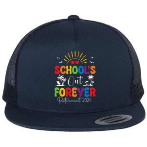 Summer Vacation Retro SchoolS Out Forever Retirement 2024 Flat Bill Trucker Hat